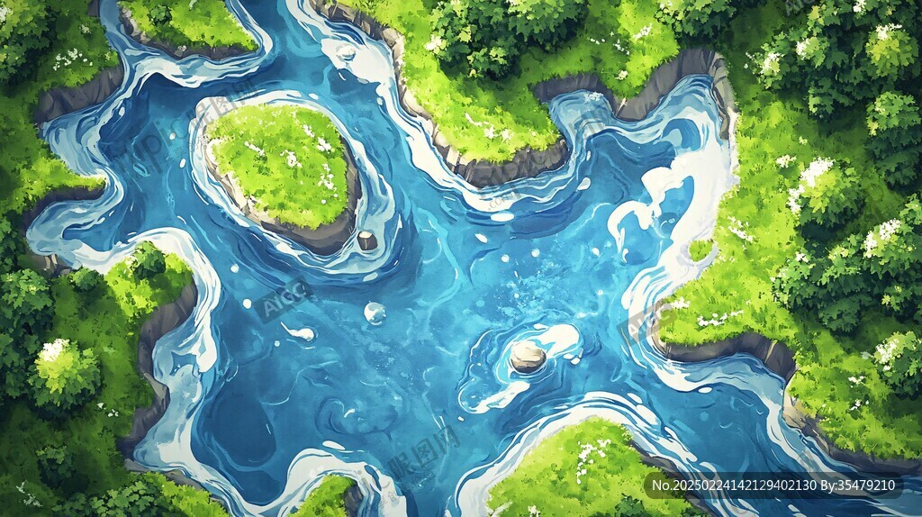 湖綠色森系立體背景