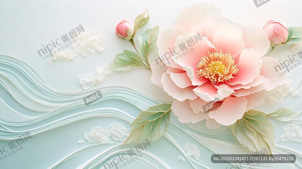 3d立體花卉牡丹