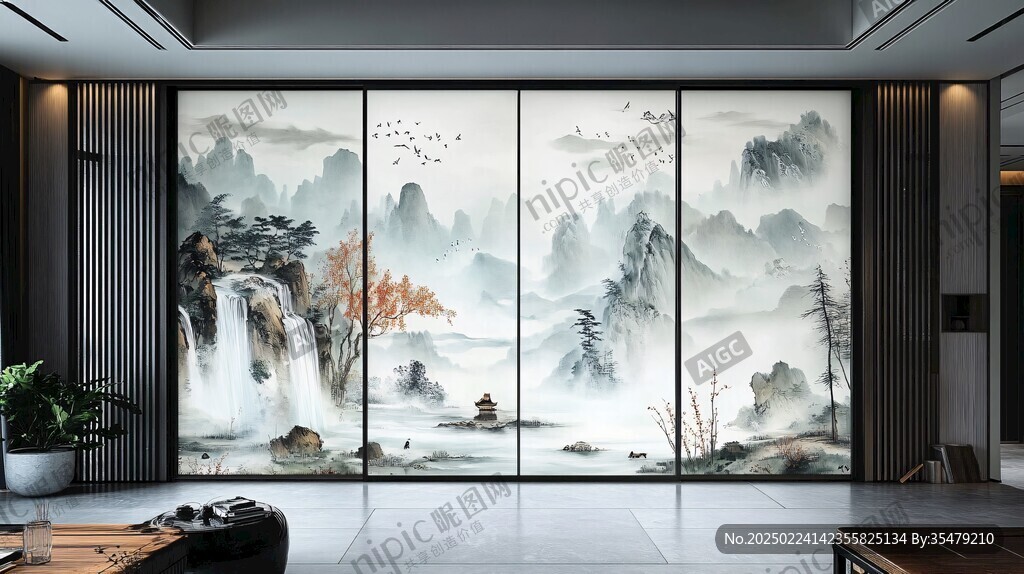 意境屏風(fēng)山水掛畫