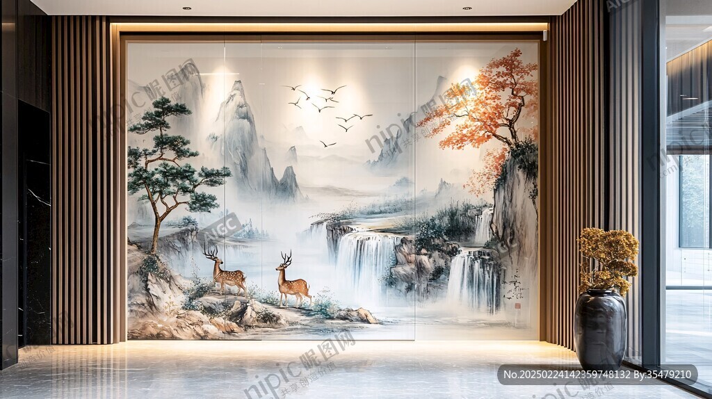 酒店山水壁畫