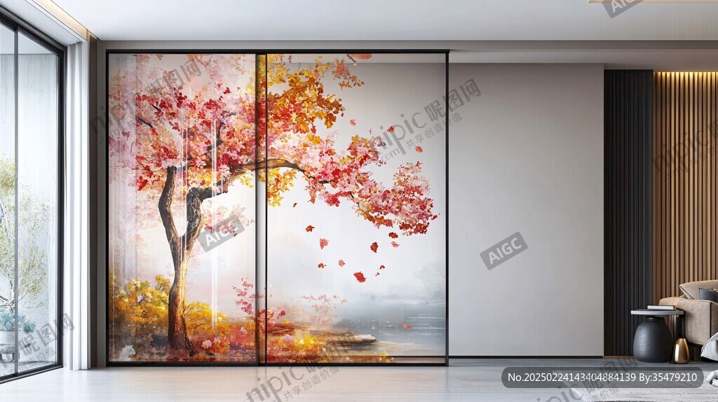 新中式紅葉屏風(fēng)