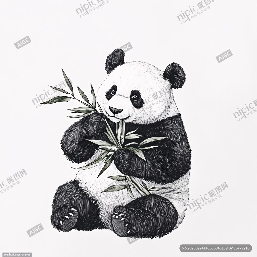 手繪插畫(huà)熊貓