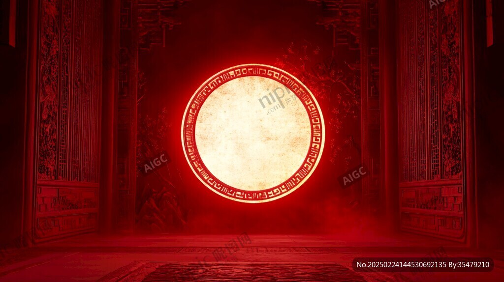 新中式暗紅色舞臺(tái)背景