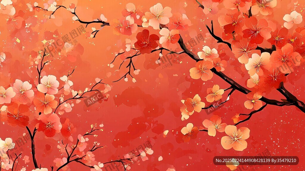 板繪梅花插畫