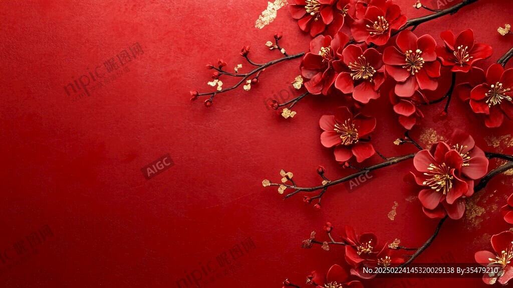 紅底梅花