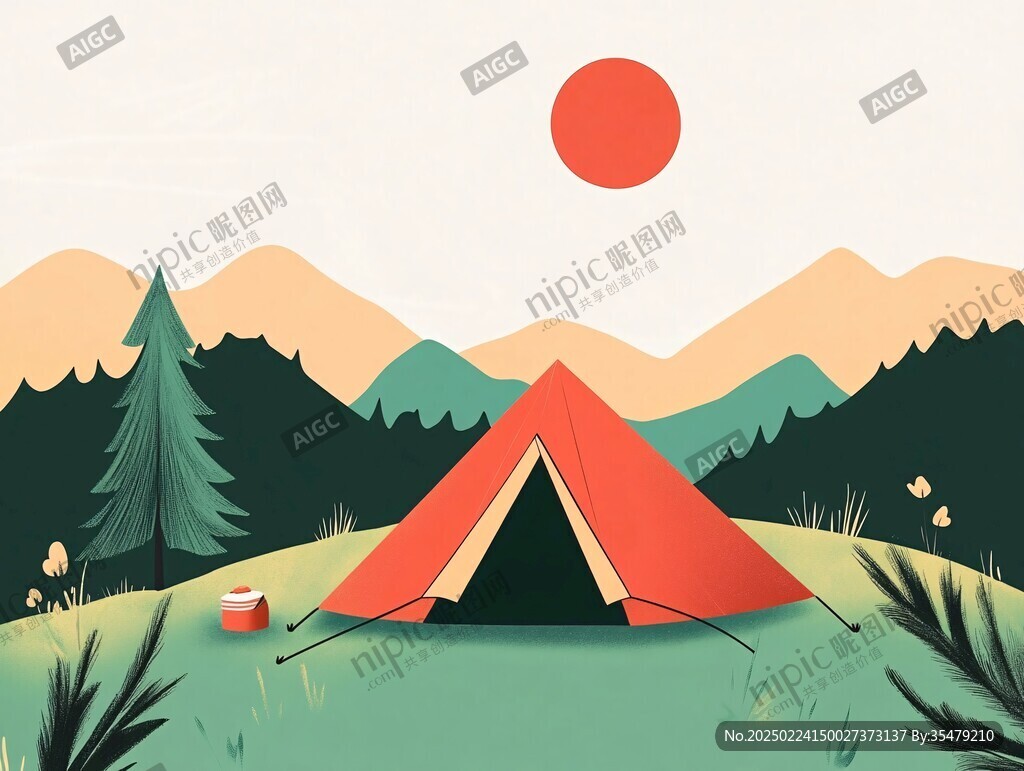 戶外露營(yíng)插畫(huà)kv