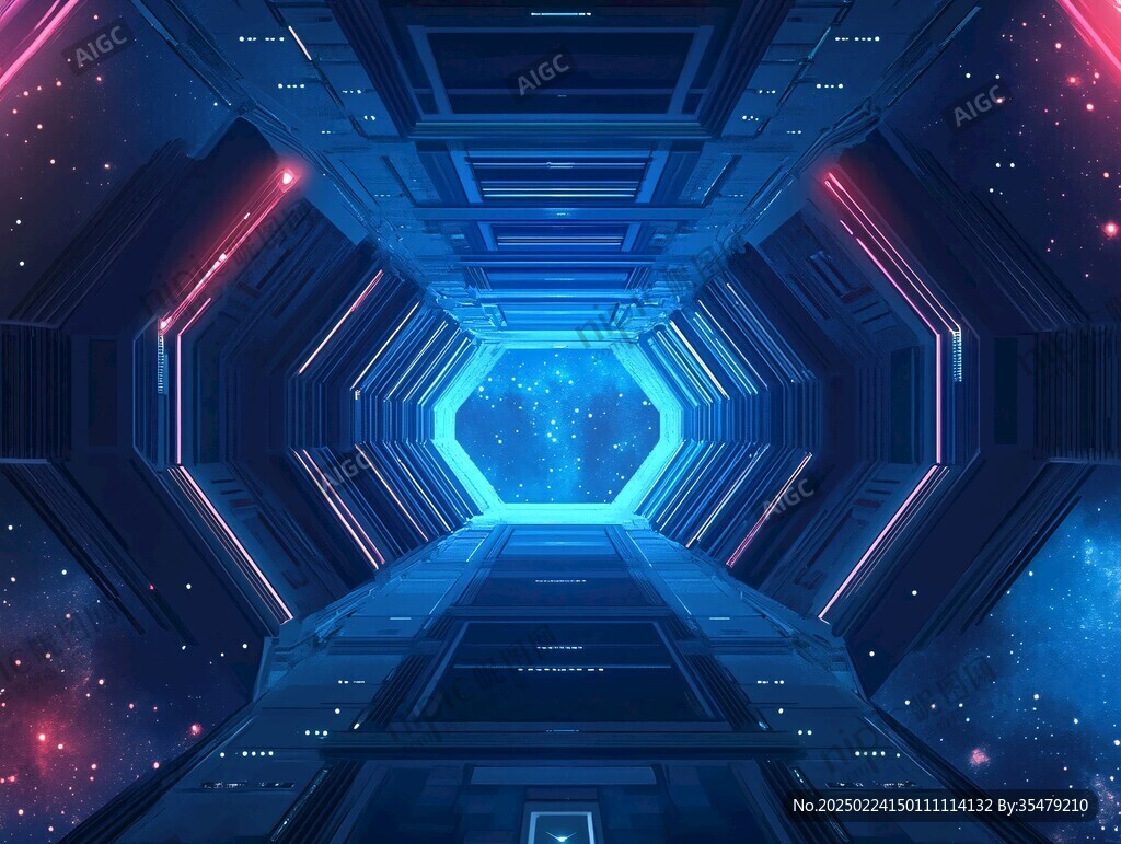 科幻燈光走廊