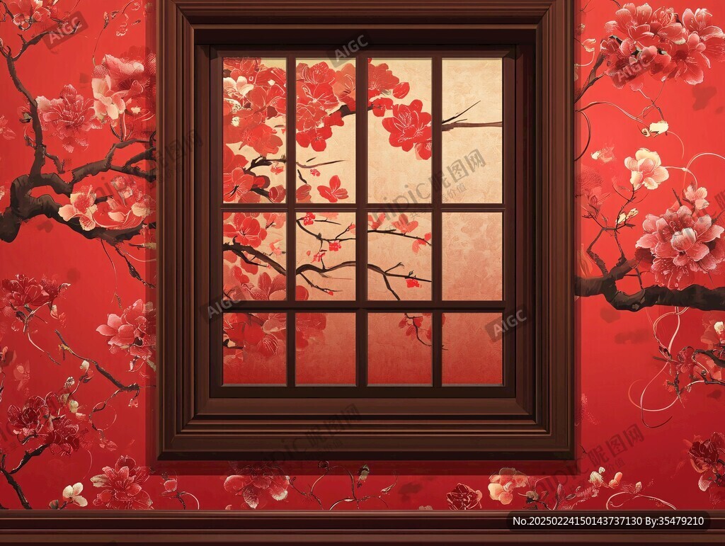 畫梅花的窗戶