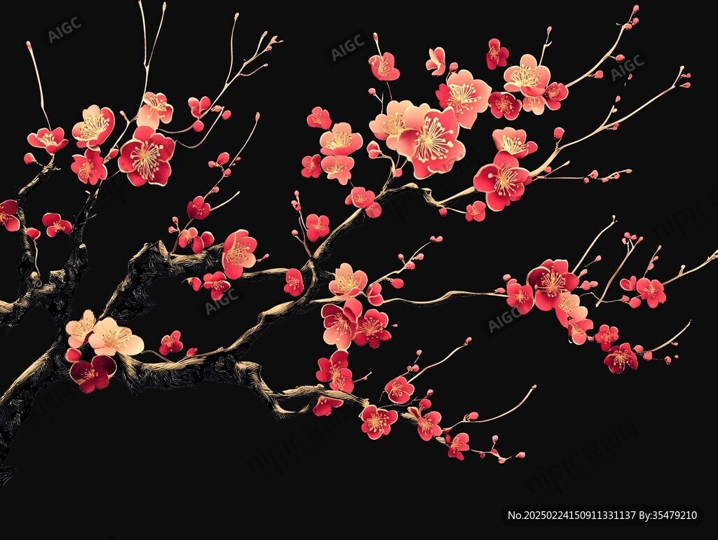 鼠繪梅花