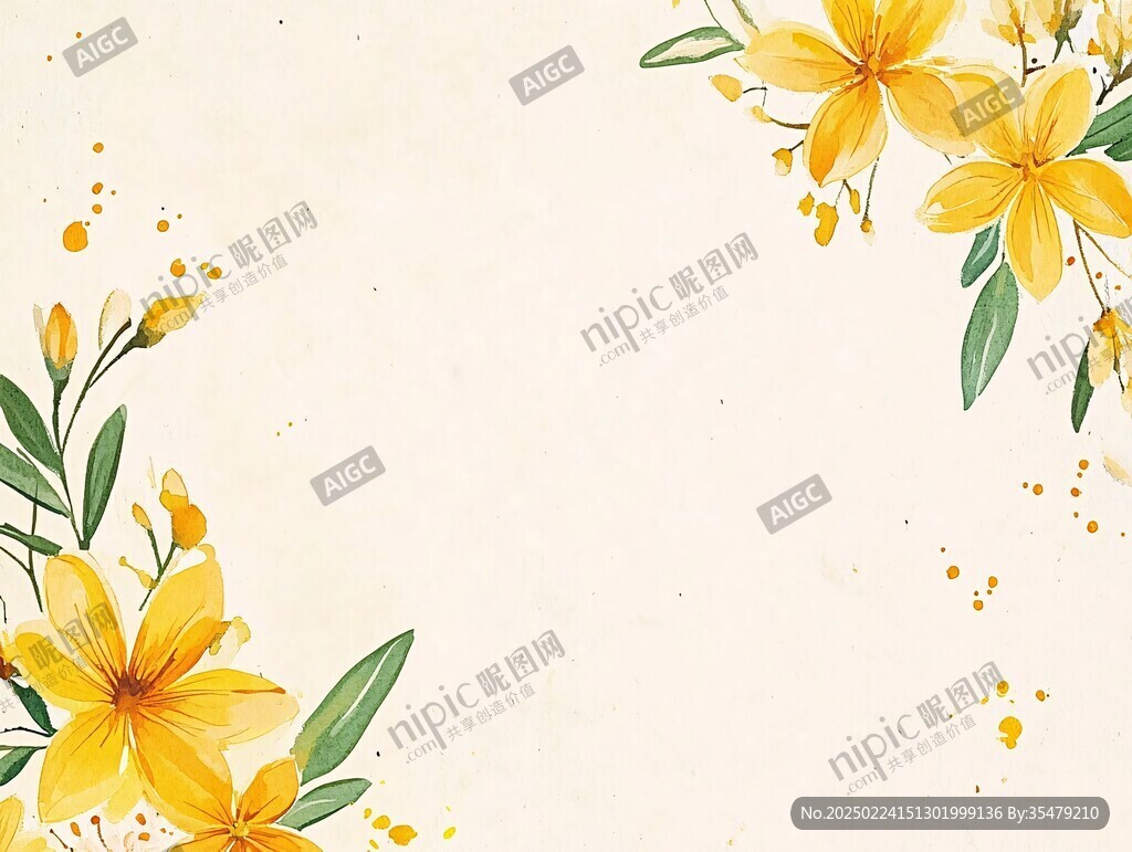 黃橙花手繪