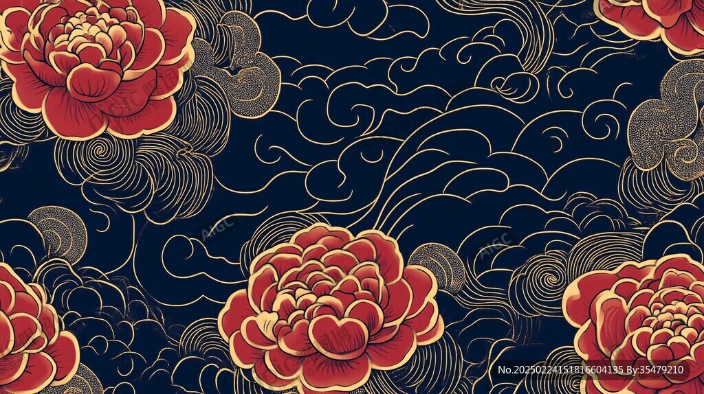 牡丹插畫底紋