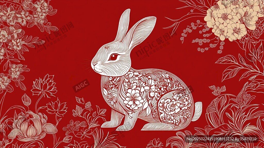 兔年中式插画 兔年中式插画