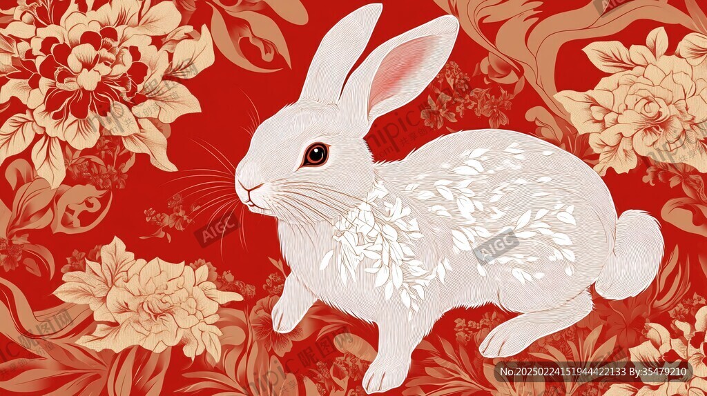 兔年中式插畫