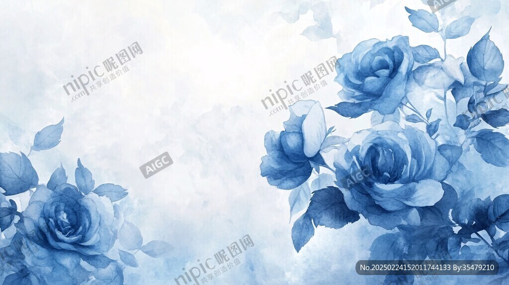 背景藍(lán)玫瑰圖片素材