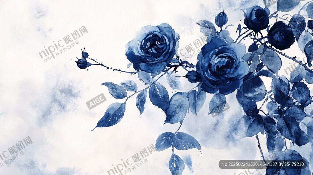 印花藍(lán)色妖姬玫瑰花