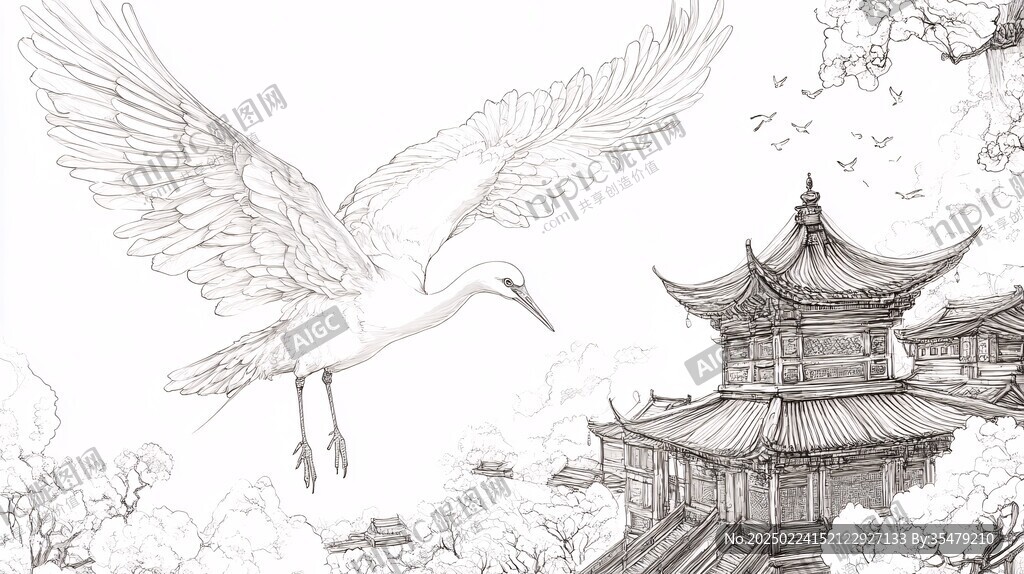 鶴雀樓線稿