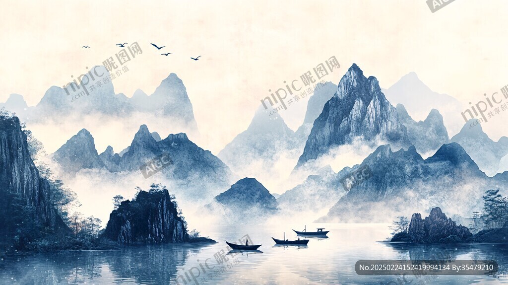詩意古風水墨山水