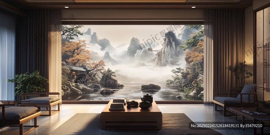 迎客松酒店客廳背景