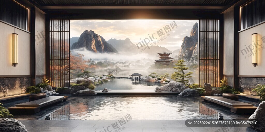 大氣水墨山水大廳