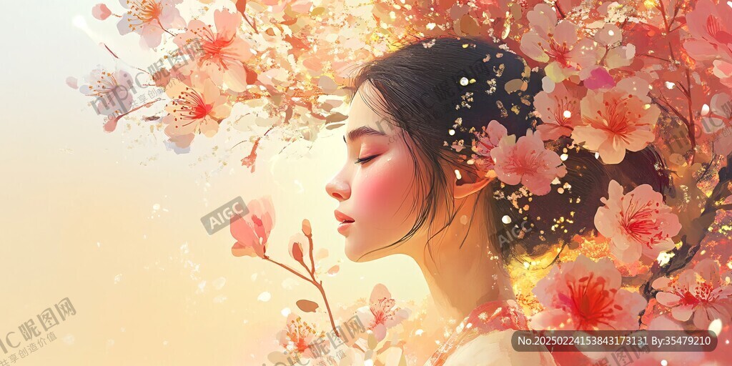 桃花美人插畫