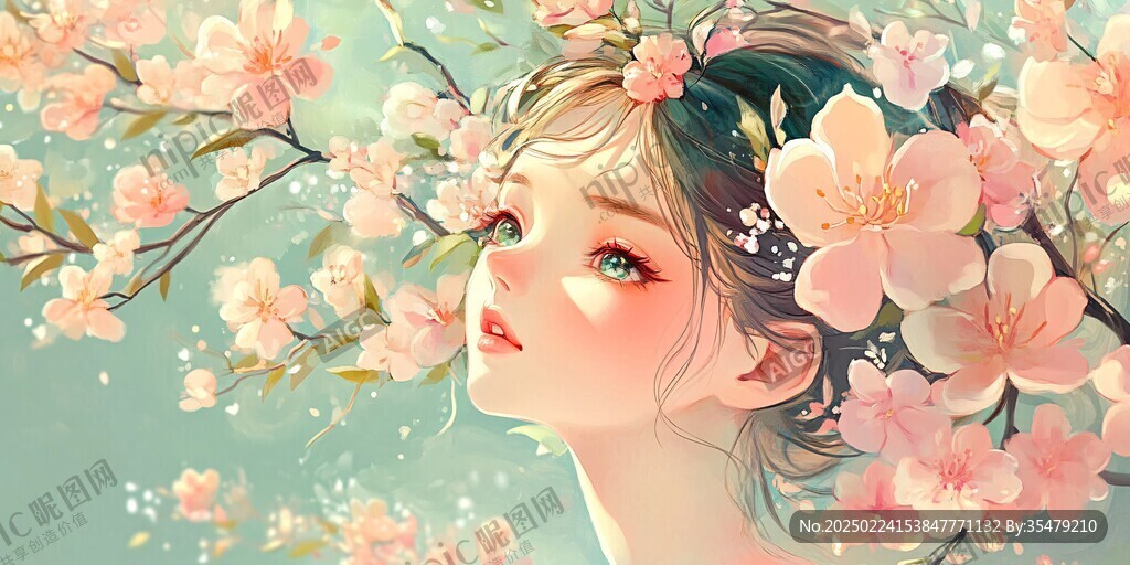 桃花美人插畫