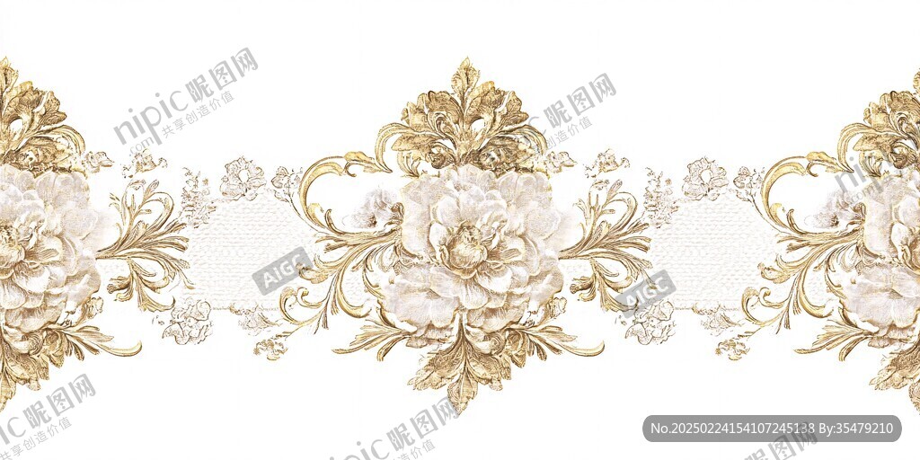 牡丹花線描金輕奢
