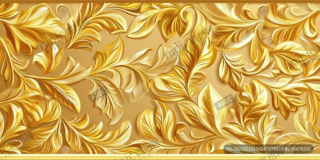 金色浮雕背景墻壁畫