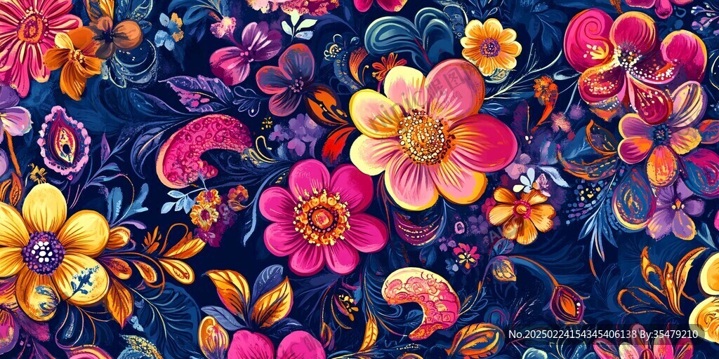 抽象花卉絢麗色彩