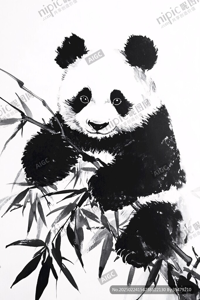 手繪插畫熊貓