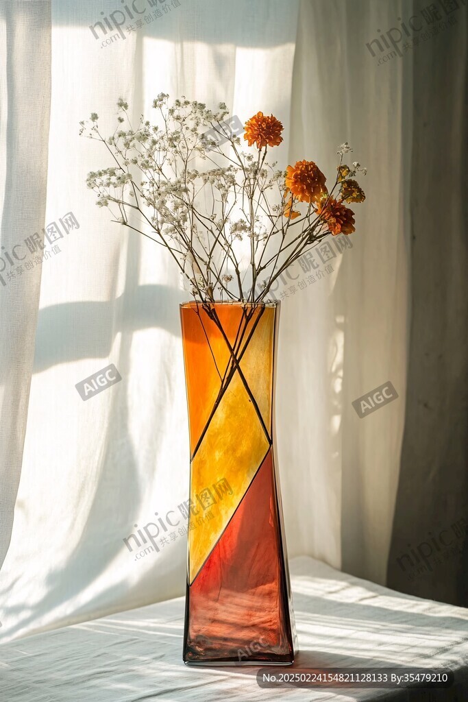 彩色玻璃花插