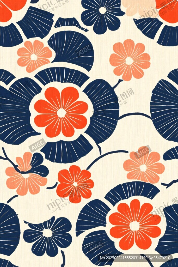 線條色塊花卉