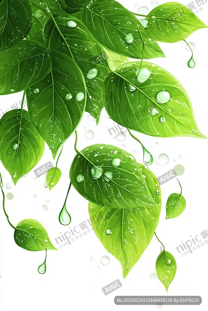 水珠綠葉環(huán)保素材