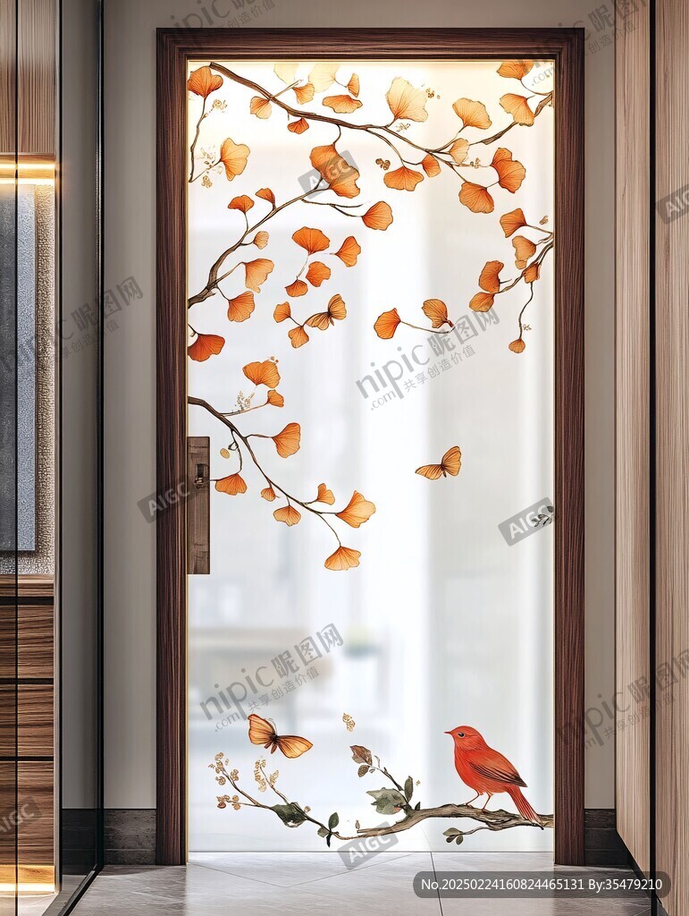 新中式紅葉屏風