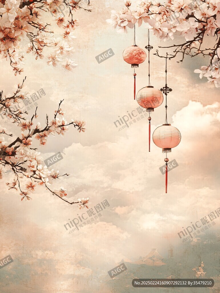 燈籠梅花背景圖