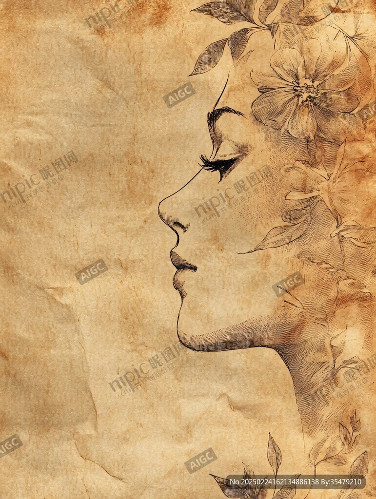 手繪女人花抽象裝飾畫