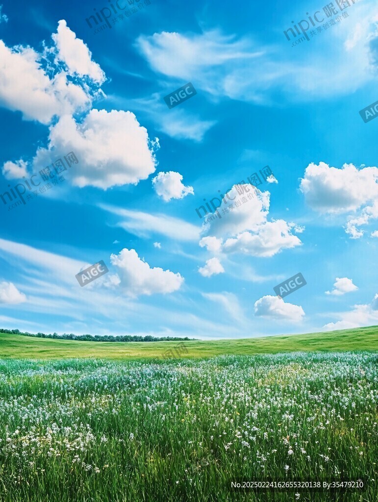 高清白云草地