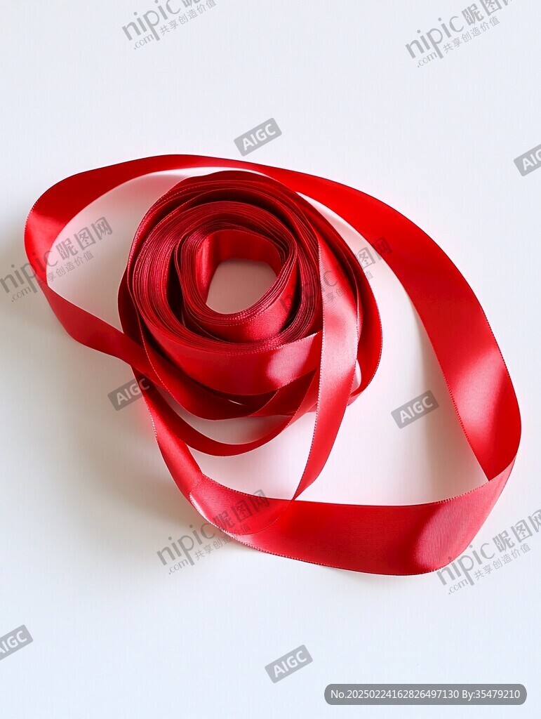 3d纏繞紅色絲帶