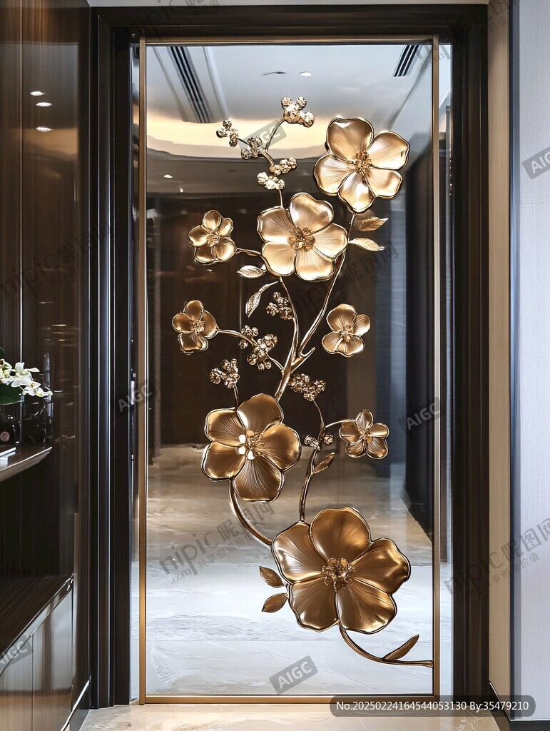 玻璃門裝飾花