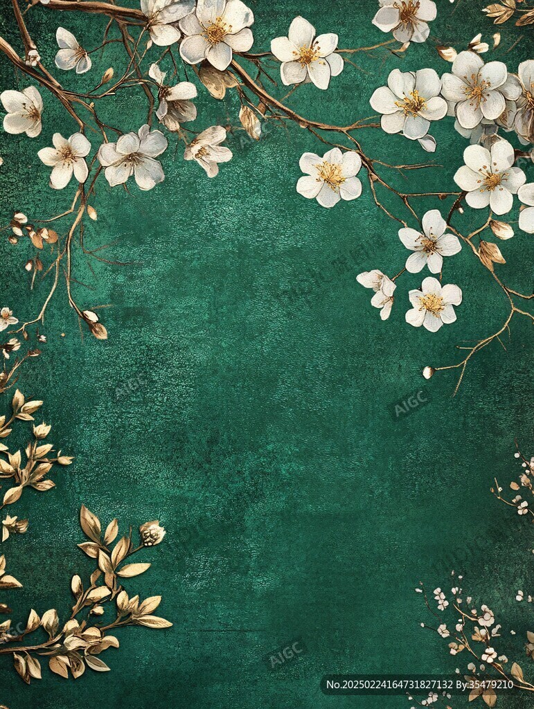 復(fù)古藍(lán)底櫻桃花