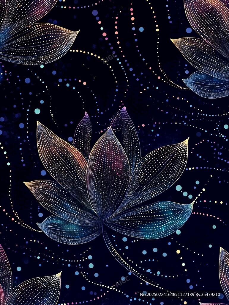 黑底藍色荷花背景