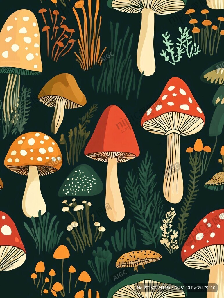 原創蘑菇插畫圖案