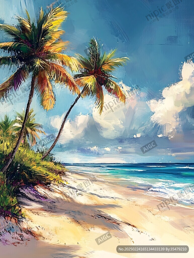 海灘風景畫