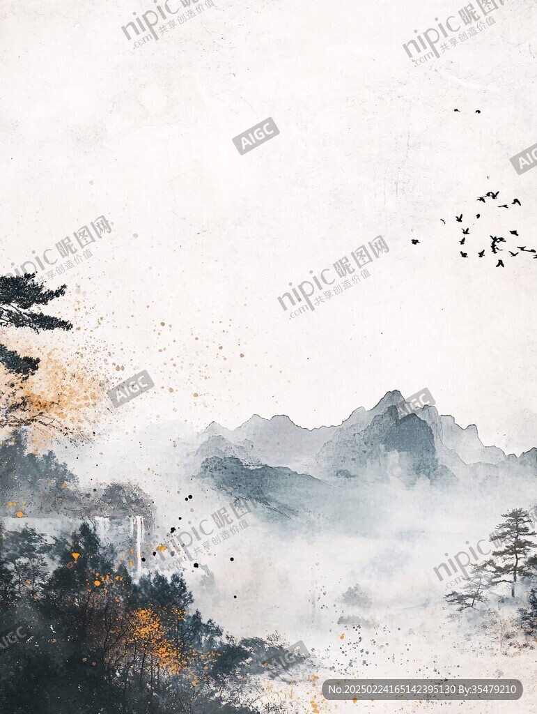 彩墨山水背景