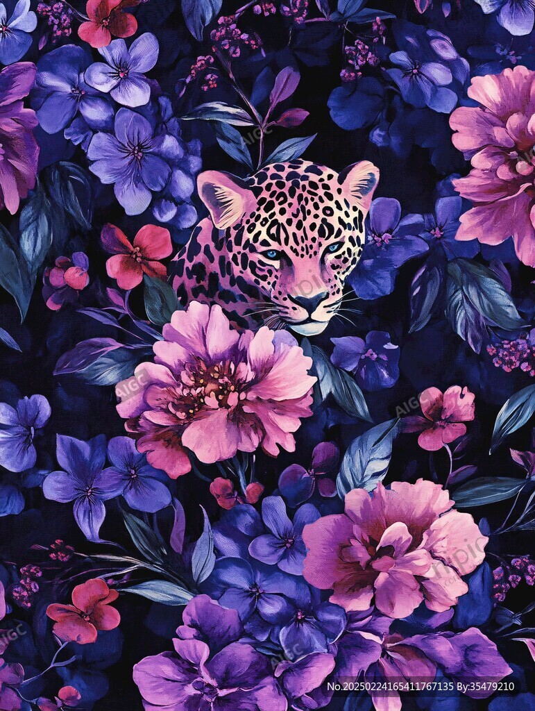 豹紋布匹花卉