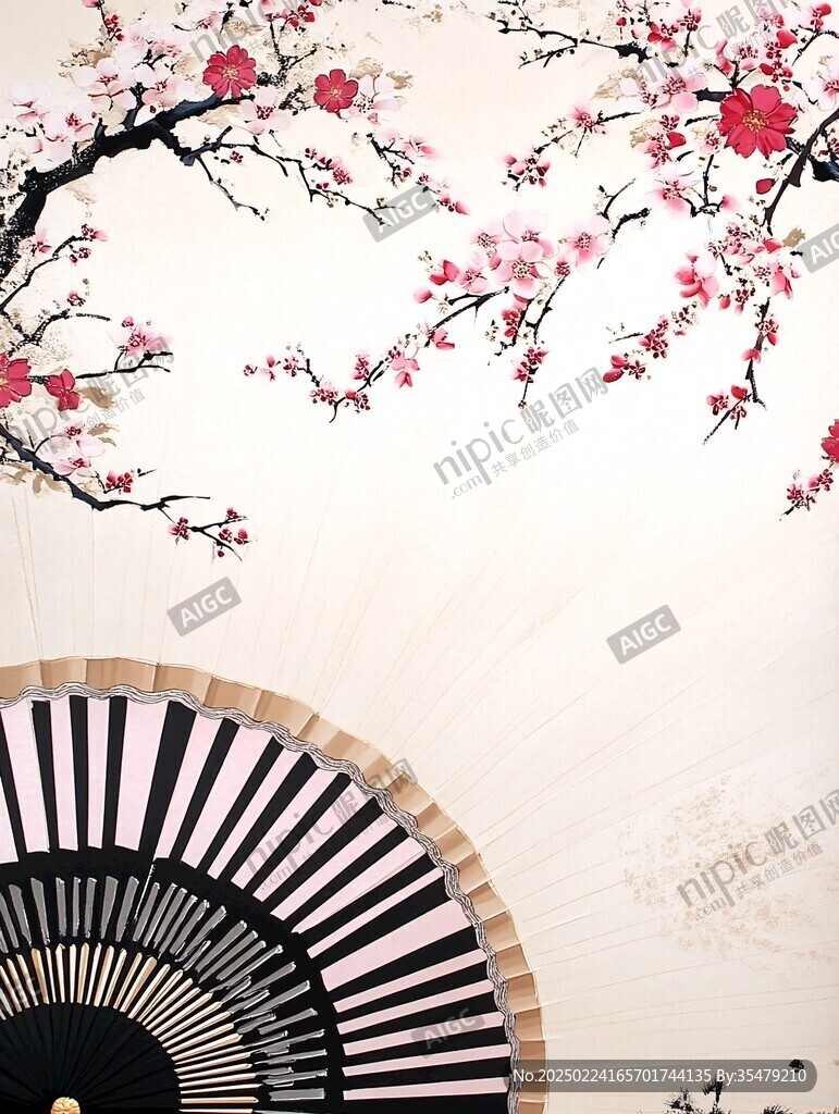 桃花圖案紙傘
