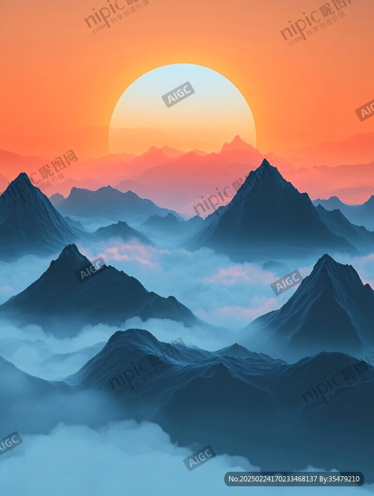 群山山水禪意山水