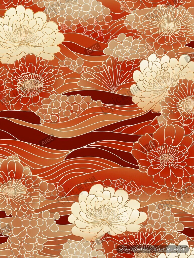 下載牡丹水紋圖模板