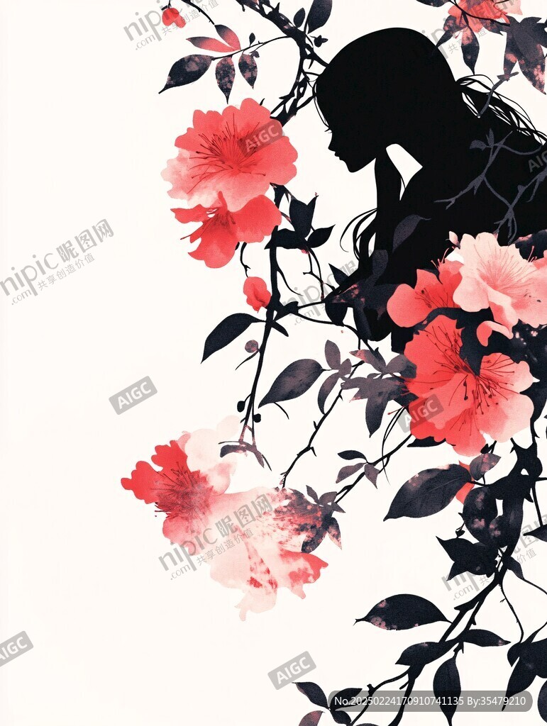 刺桐花女插畫