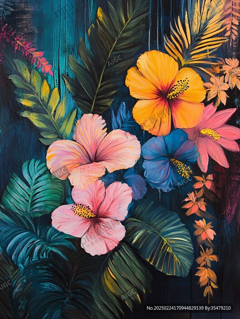 3d浮雕繽紛花卉