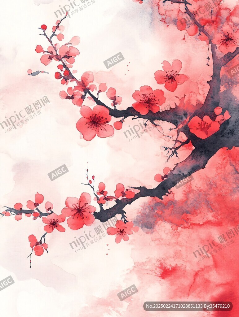 板繪梅花插畫